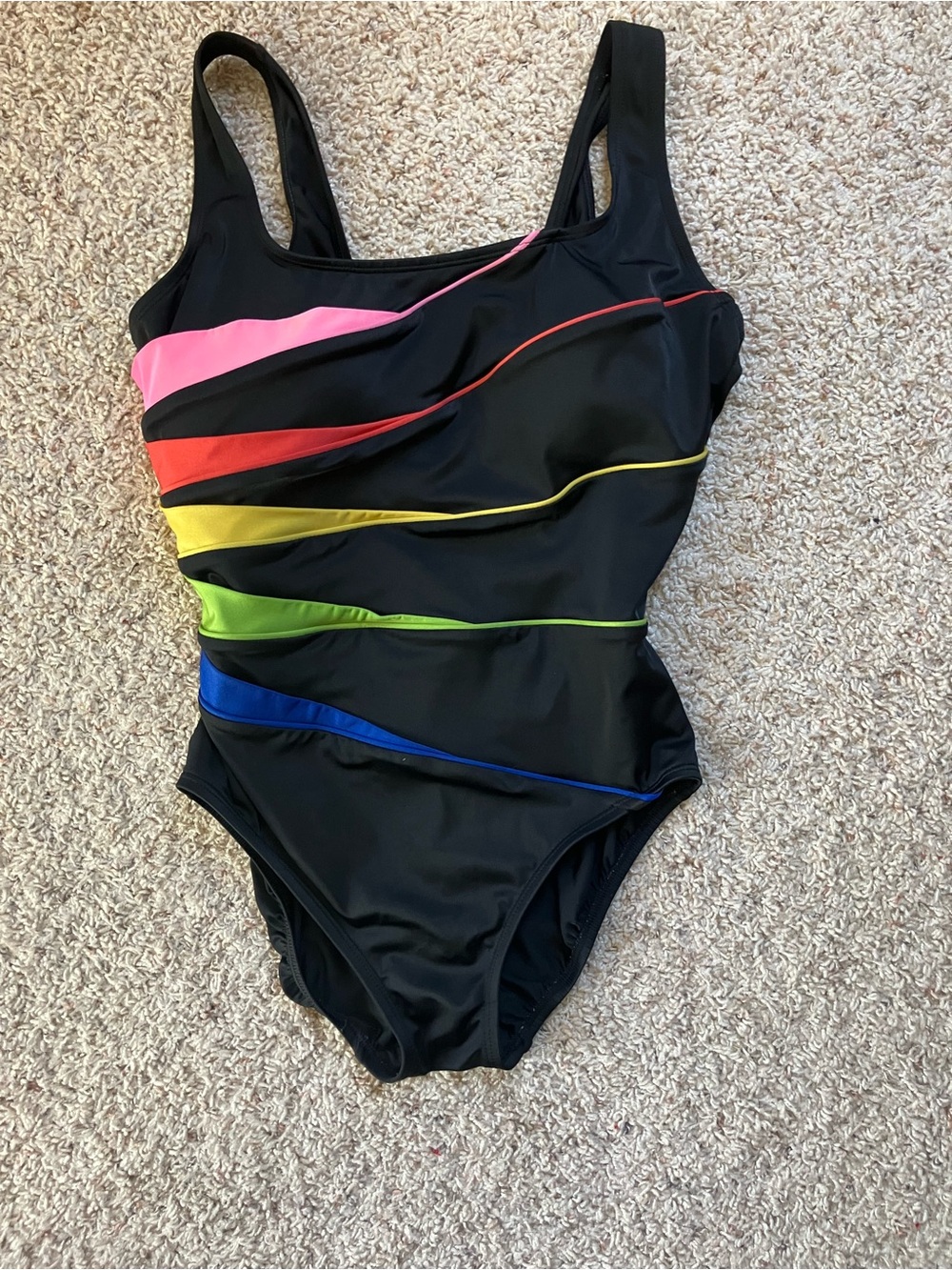 St. John Women's Black and Rainbow One-Piece